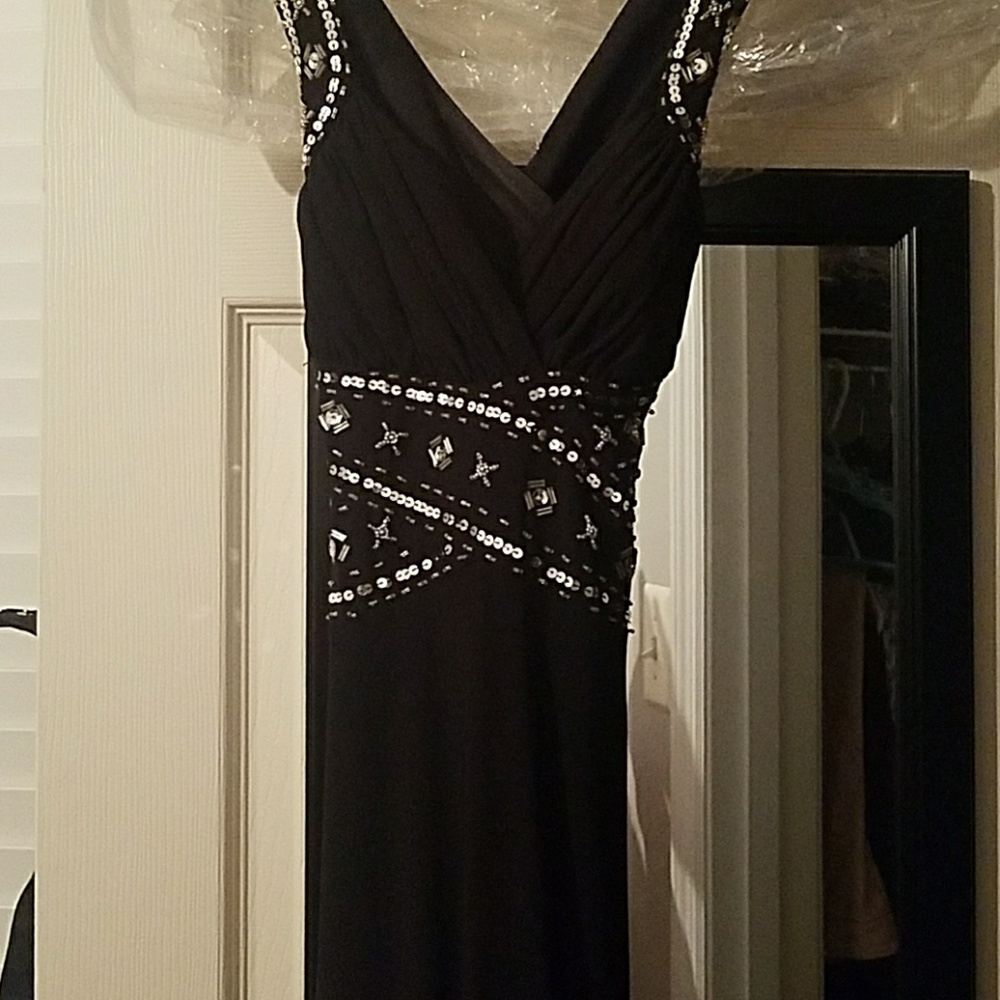 Black beaded prom dress
